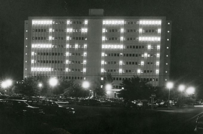 black and white photo of concho hall